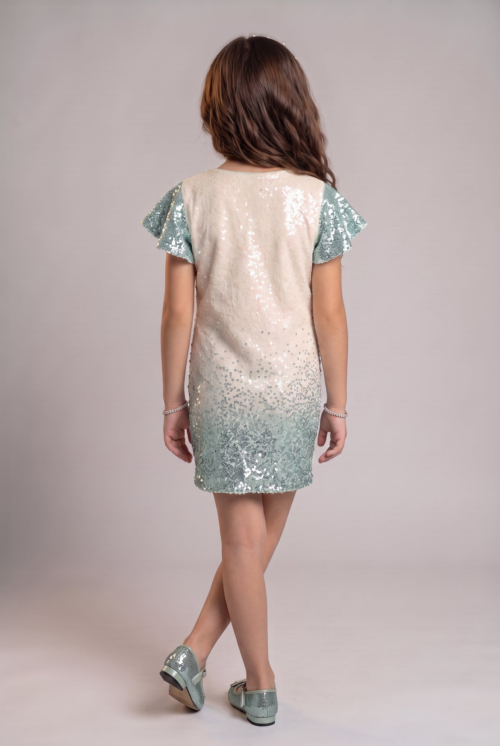 Green Ombre Sequin Party Dress M1806