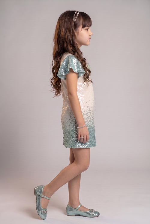 Green Ombre Sequin Party Dress M1806