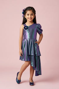Purple One-Shoulder Shimmer Dress M2062