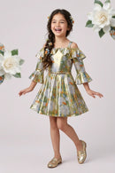 Green Butterfly Print Frock M2143