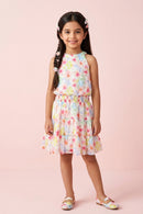 Girls Red Floral Layered Frock M2261