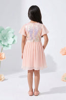 Peach Sequin Pleated Party Dress M2402