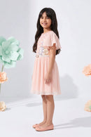 Peach Sequin Pleated Party Dress M2402