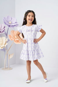 Lilac Blossom Tiered Cotton Dress M2445