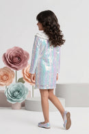 Off-White Shift Dress with Pleated Ruffle Collar M2479
