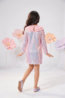 Pink Pleated Ruffle Collar Midi M2479