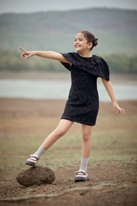 TinyGirl Black Embellished Party Dress for Girls