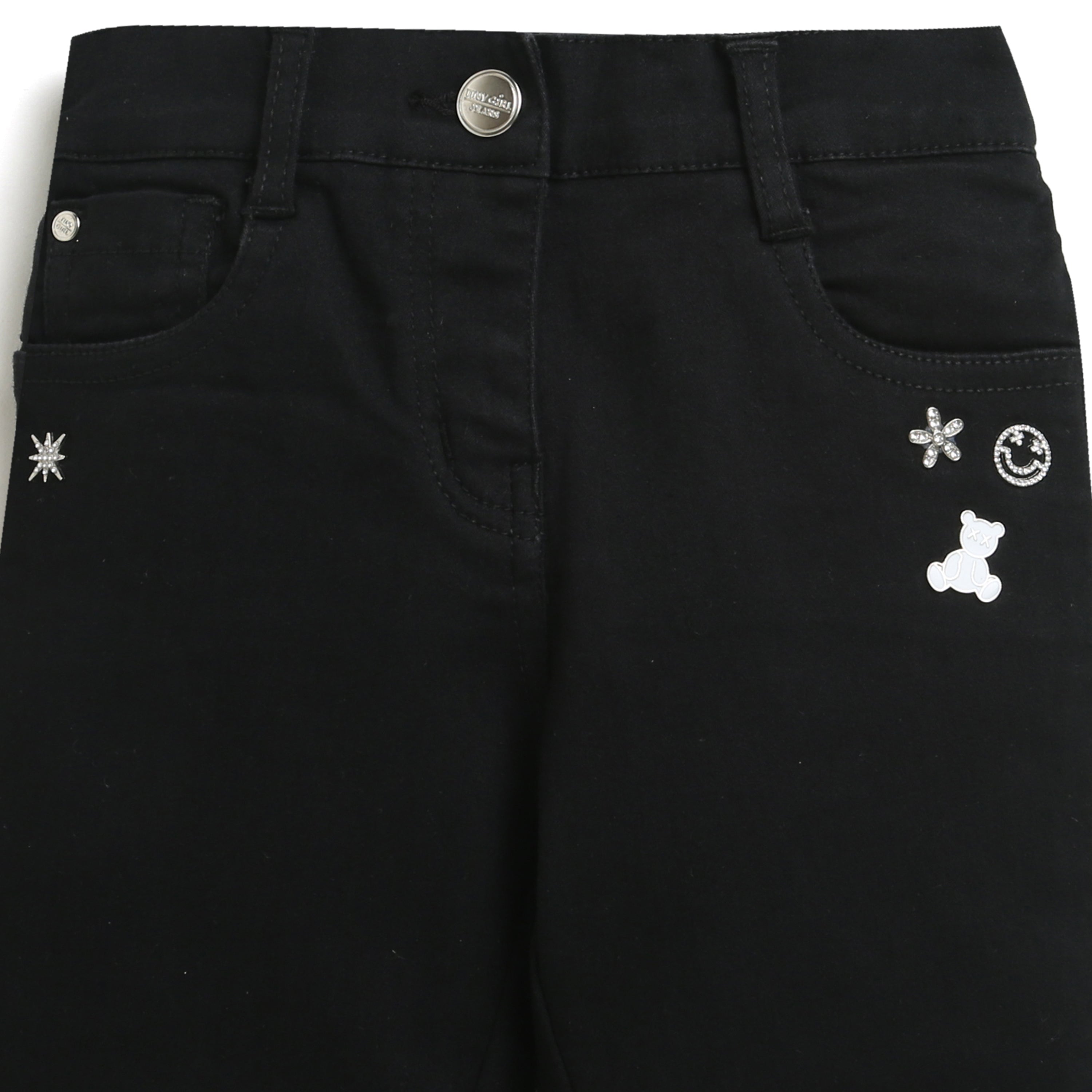 Girls Black Casual Pocket Pants