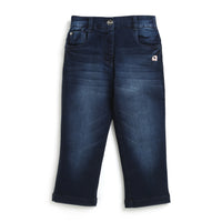 Girls Mid-Waist Blue Denim Jeans