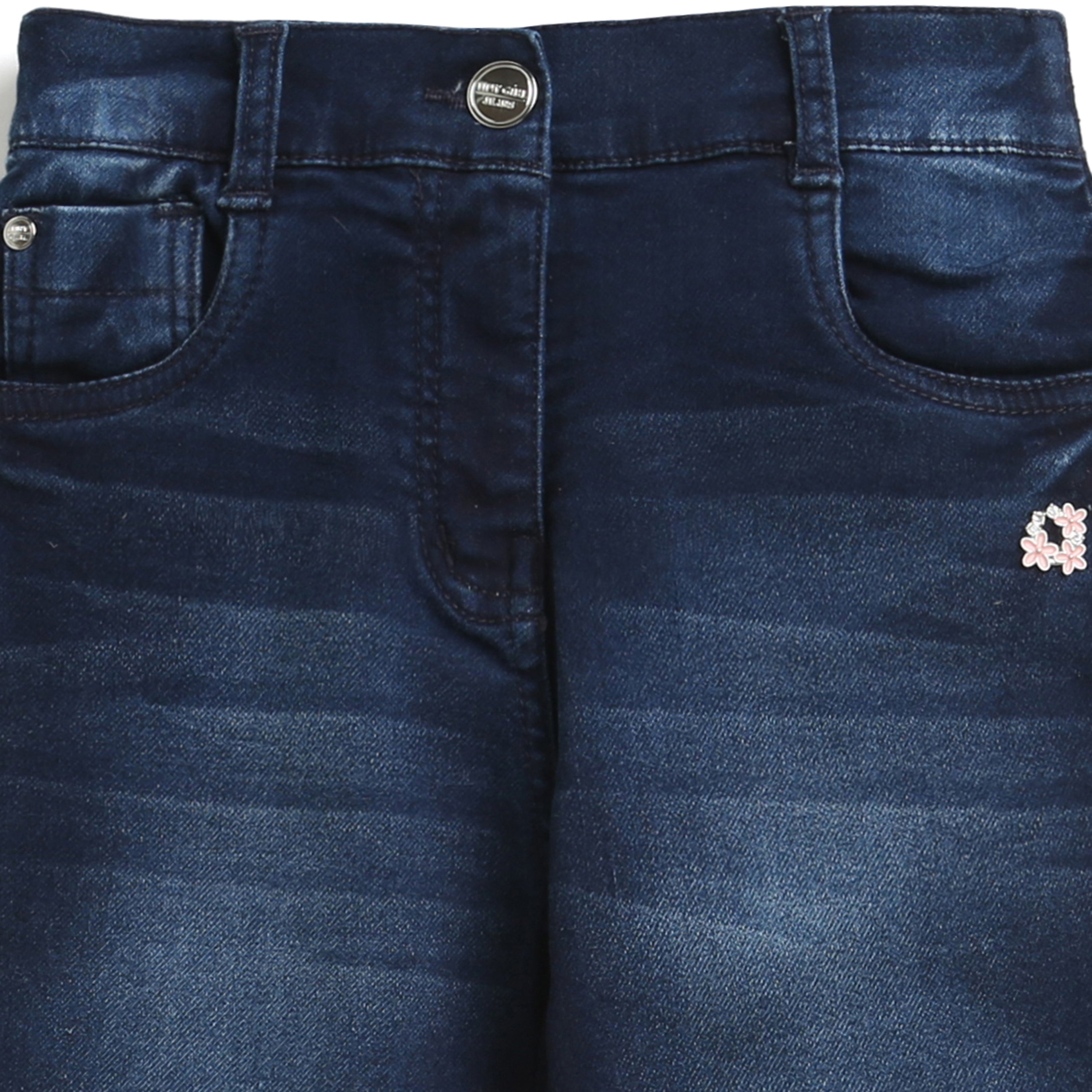 Girls Mid-Waist Blue Denim Jeans