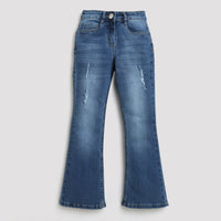 Girls Flared Denim Jeans – Mid Blue