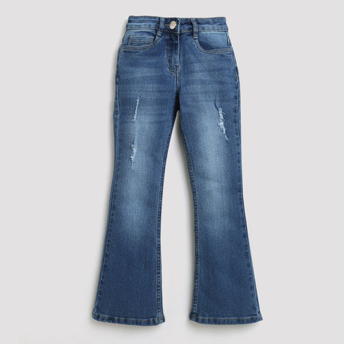 Mid Blue Flared Denim Jeans P1486