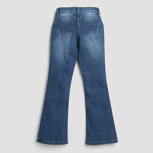 Mid Blue Flared Denim Jeans P1486