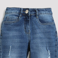 Girls Flared Denim Jeans – Mid Blue