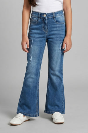 Mid Blue Flared Denim Jeans P1486