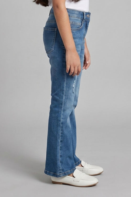 Mid Blue Flared Denim Jeans P1486