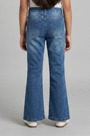 Mid Blue Flared Denim Jeans P1486