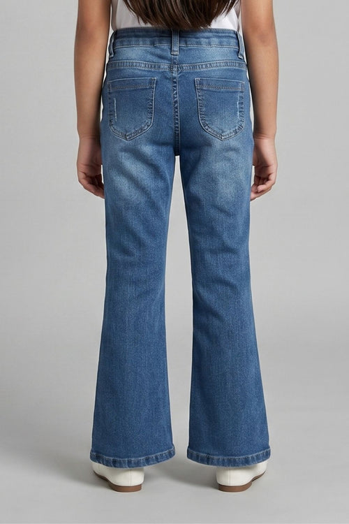 Mid Blue Flared Denim Jeans P1486