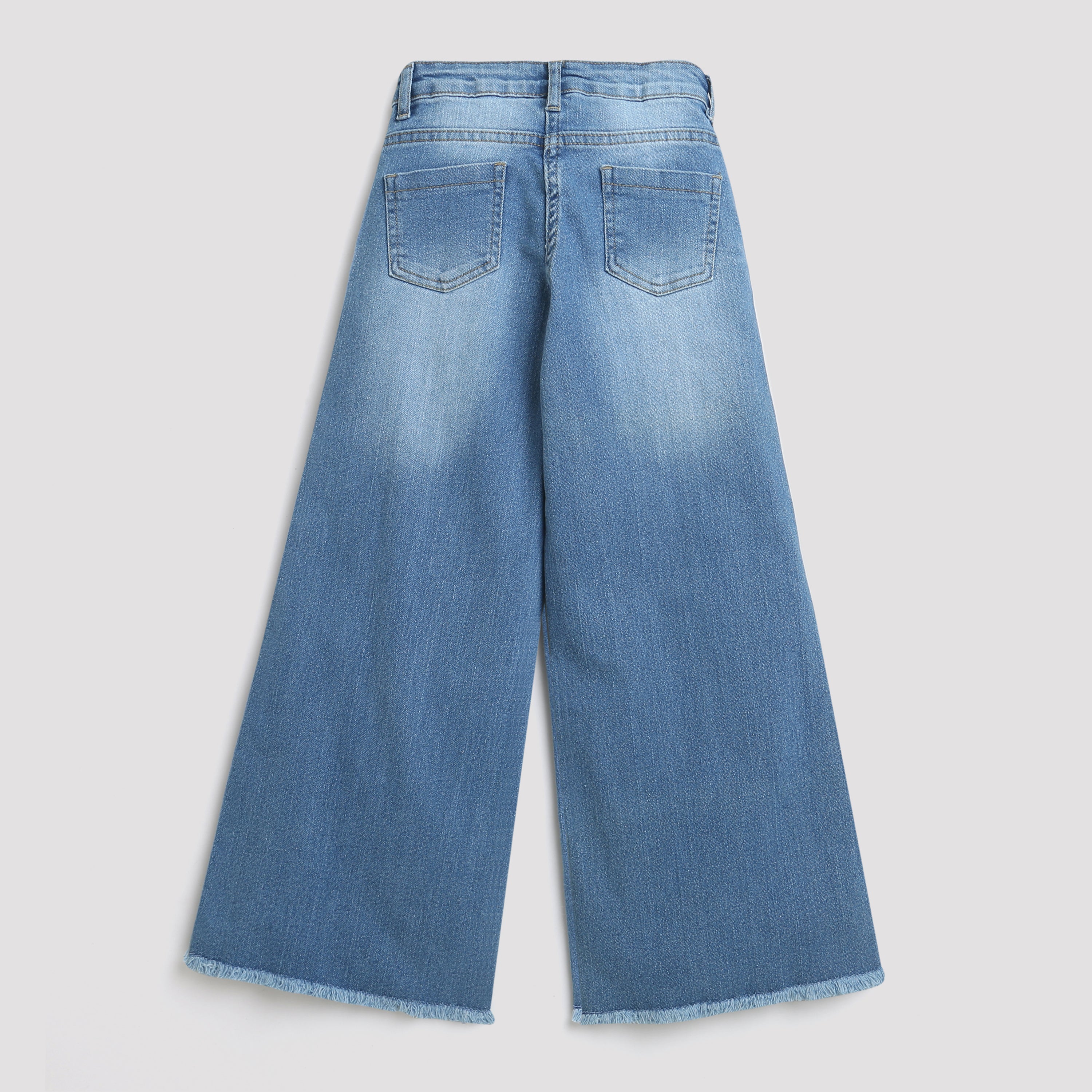 Light Blue Wide Leg Distressed Denim Jeans P1488
