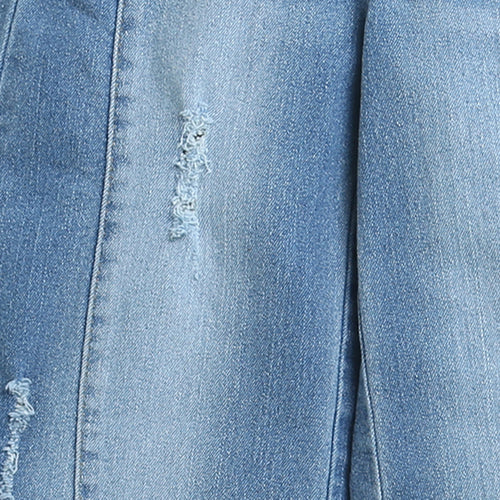 Light Blue Wide Leg Distressed Denim Jeans P1488
