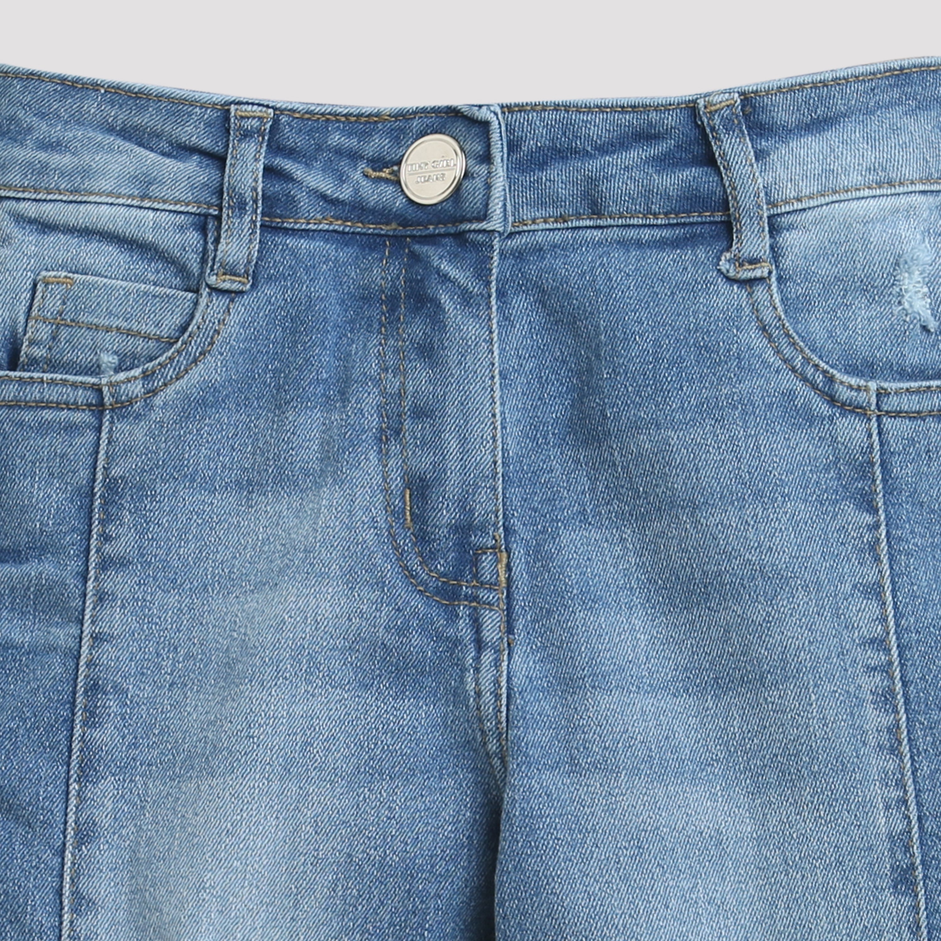 Light Blue Wide Leg Distressed Denim Jeans P1488