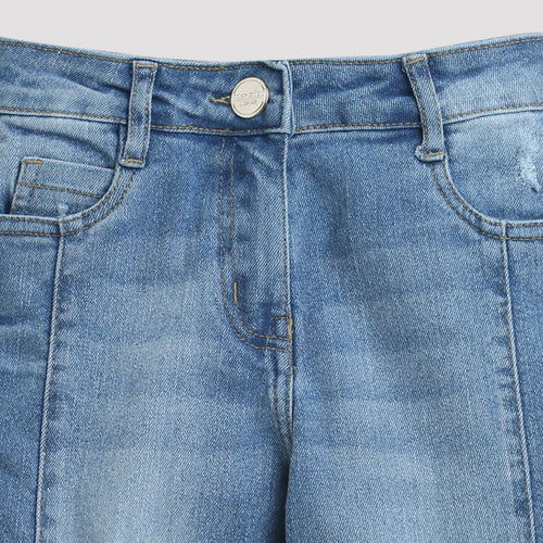 Light Blue Wide Leg Distressed Denim Jeans P1488