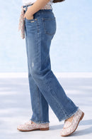 Blue Cropped Straight Fit Jeans P1495