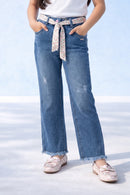 Blue Cropped Straight Fit Jeans P1495