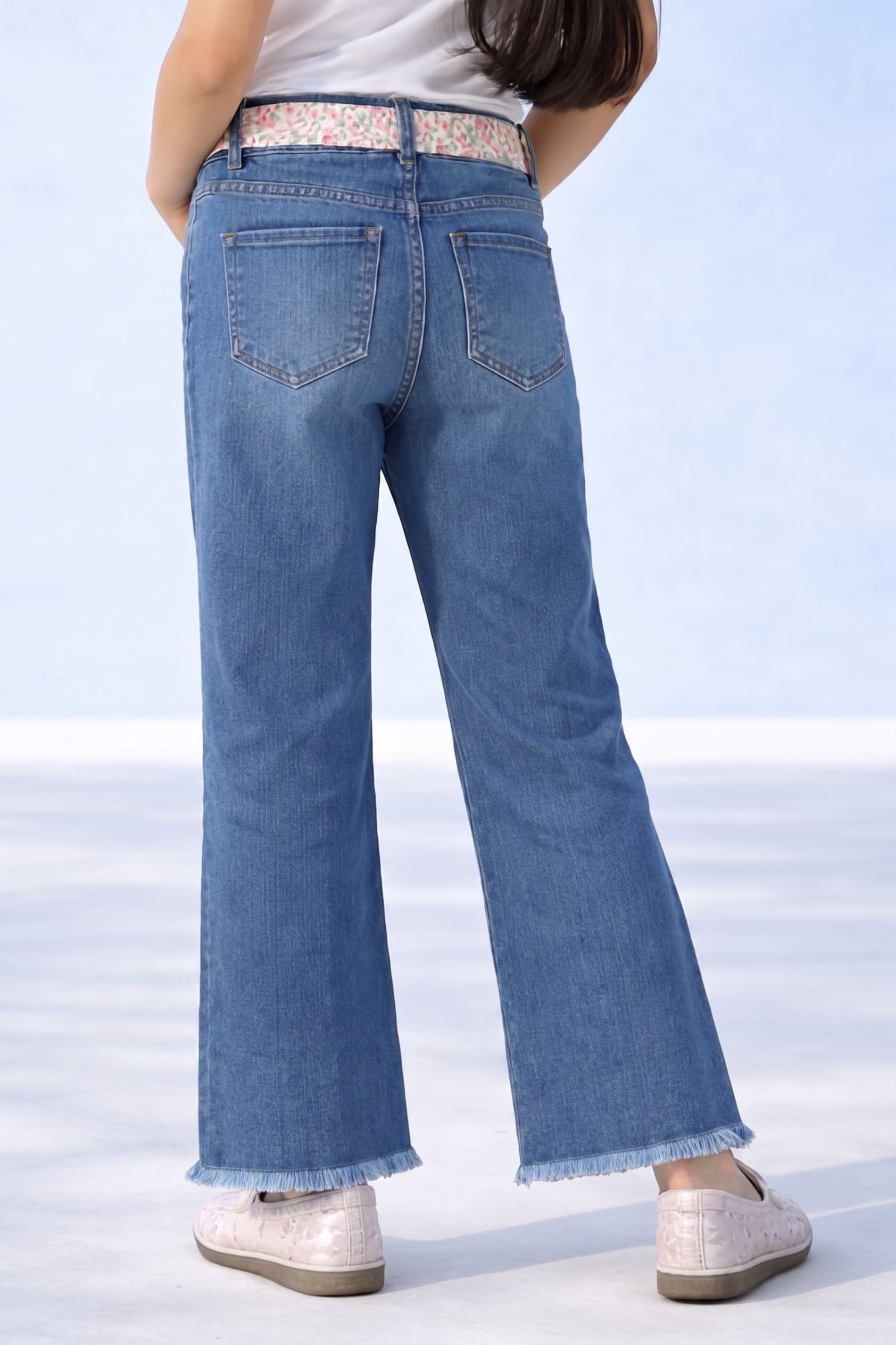 Blue Cropped Straight Fit Jeans P1495