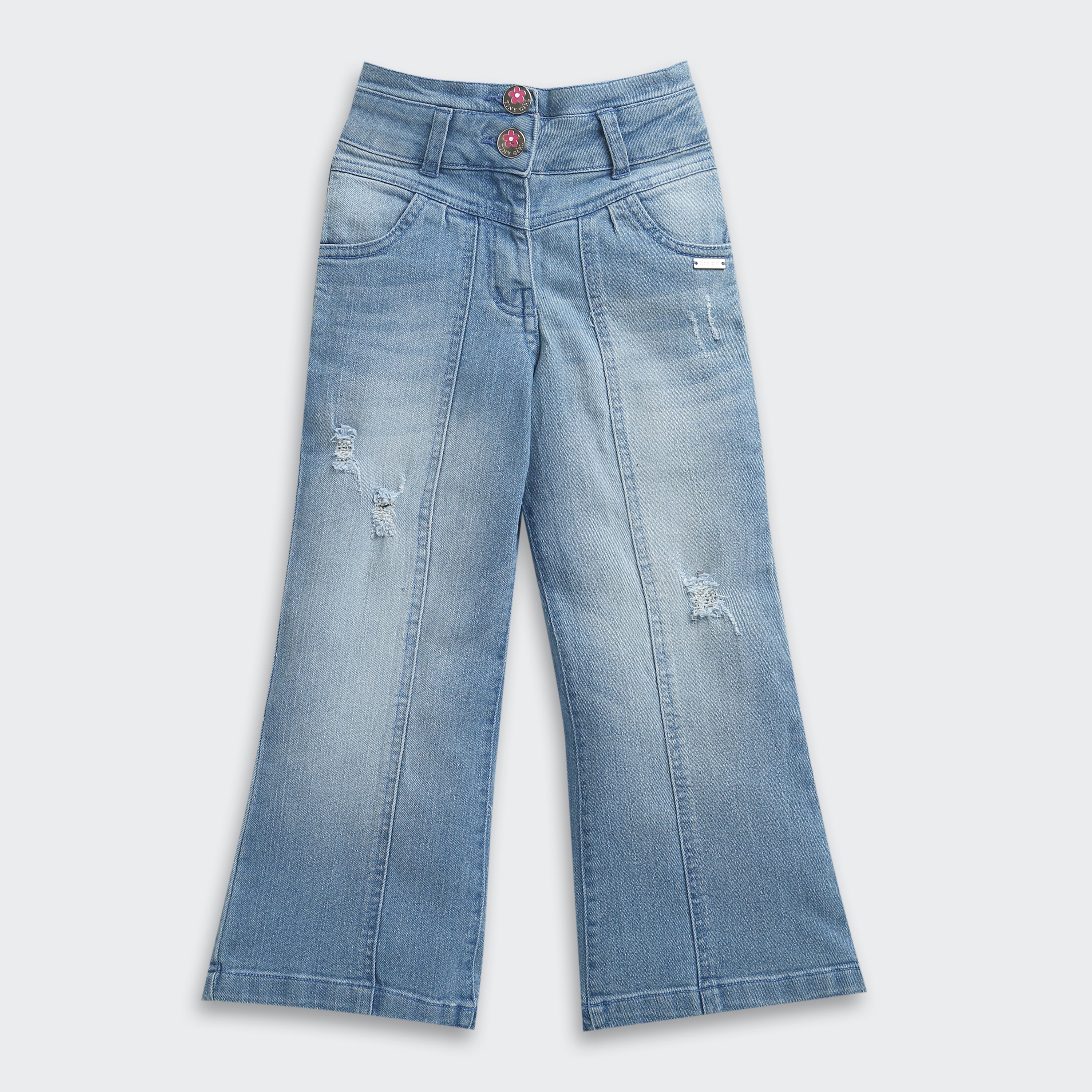 Light Blue Wide Leg Denim Jeans P1498