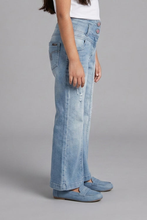 Light Blue Wide Leg Denim Jeans P1498