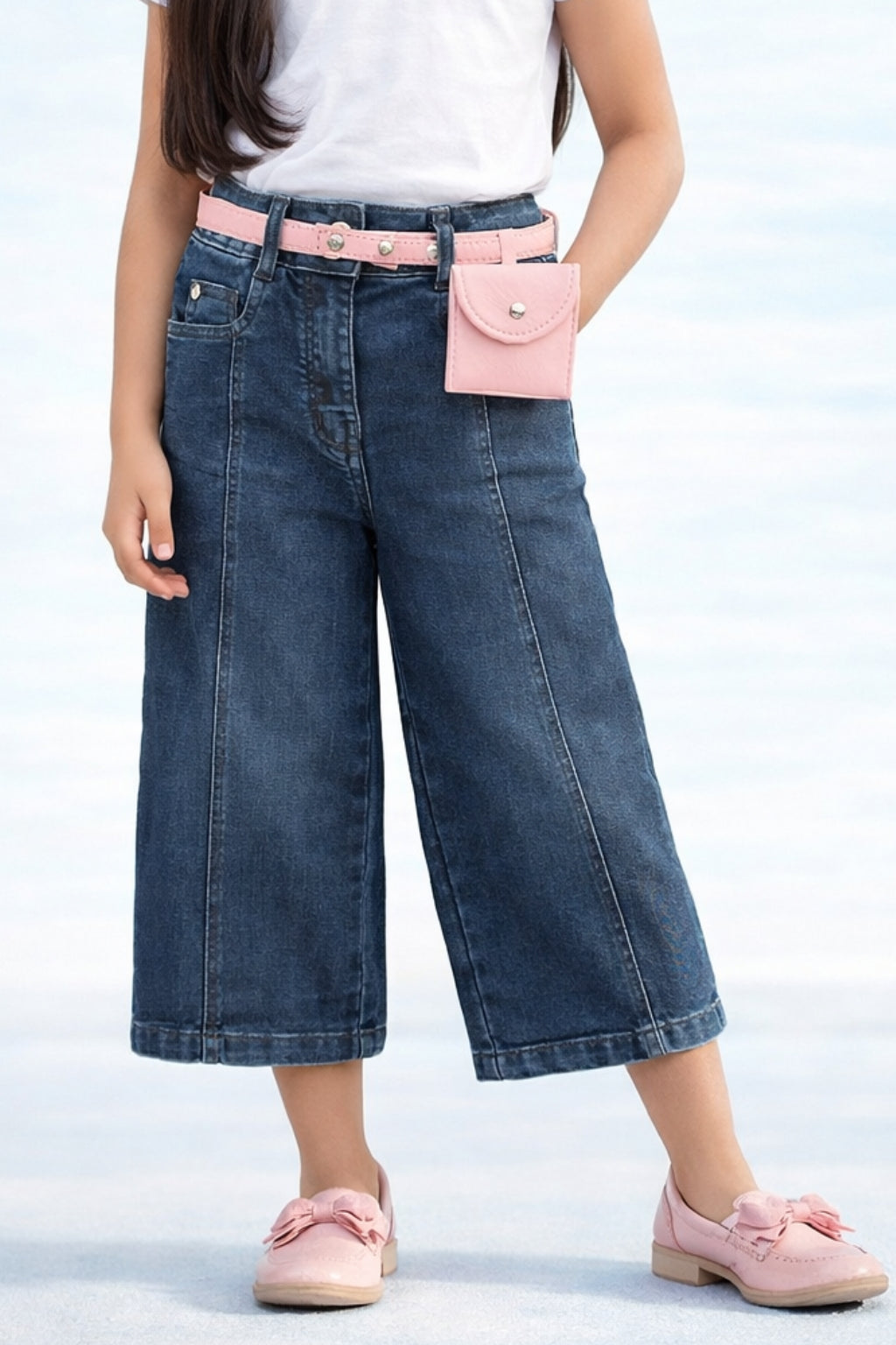 Dark Blue Wide-Leg Denim Jeans P1513