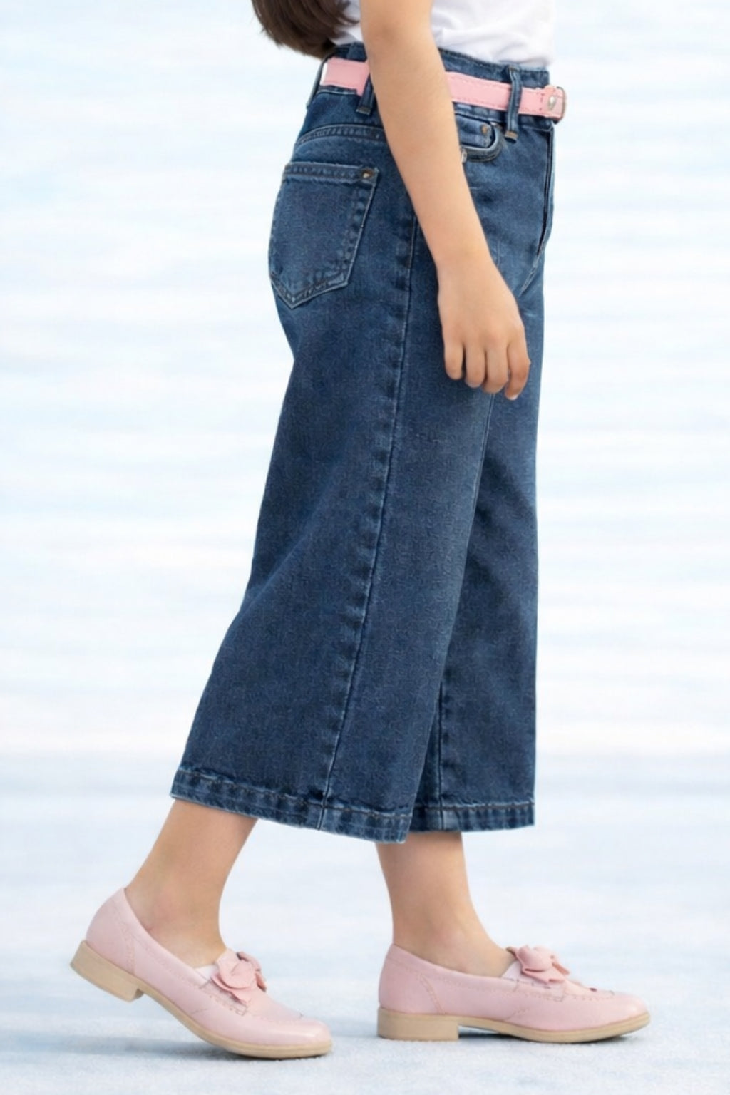 Dark Blue Wide-Leg Denim Jeans P1513