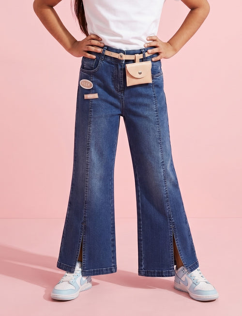 Dark Blue Wide-Leg Denim Jeans P1513