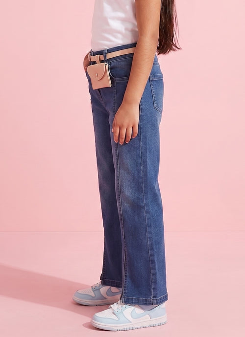 Dark Blue Wide-Leg Denim Jeans P1513