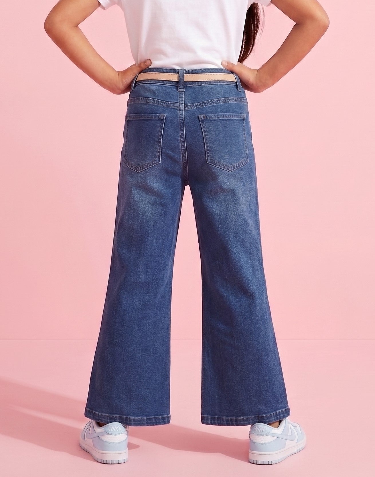 Dark Blue Wide-Leg Denim Jeans P1513