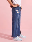 Dark Blue Wide-Leg Denim Jeans P1513