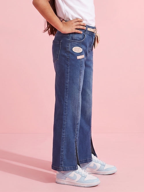 Dark Blue Wide-Leg Denim Jeans P1513