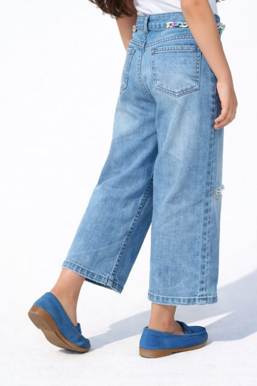 Light Blue Wide-Leg Denim Jeans P1515