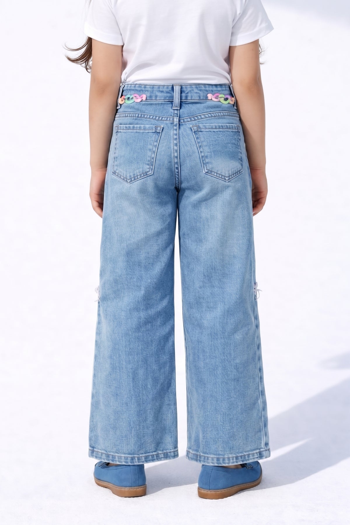 Light Blue Wide-Leg Denim Jeans P1515