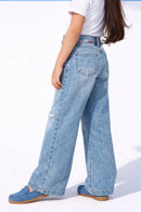 Light Blue Wide-Leg Denim Jeans P1515