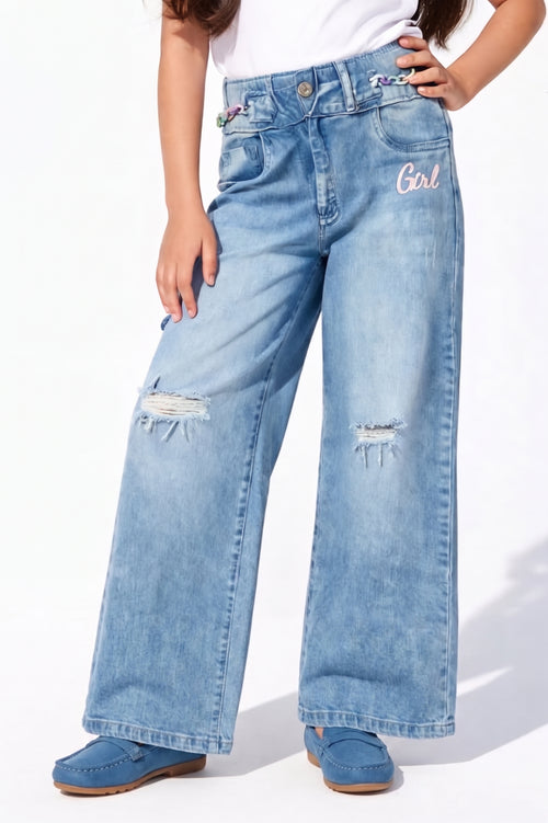 Light Blue Wide-Leg Denim Jeans P1515