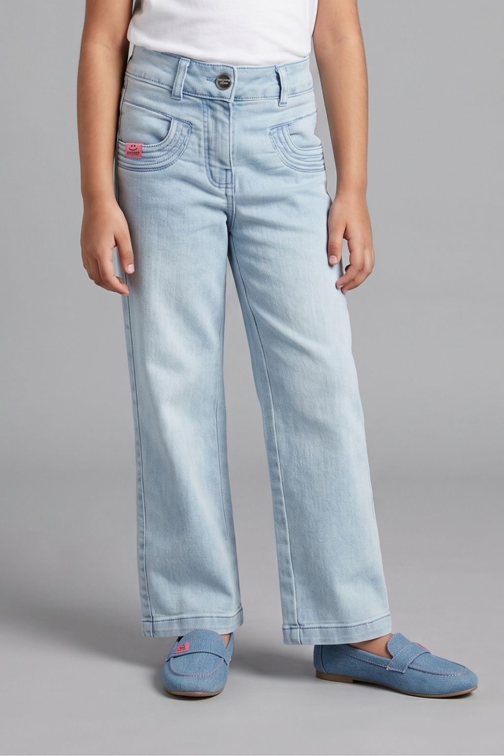Light Blue Wide Leg Denim Jeans P1528