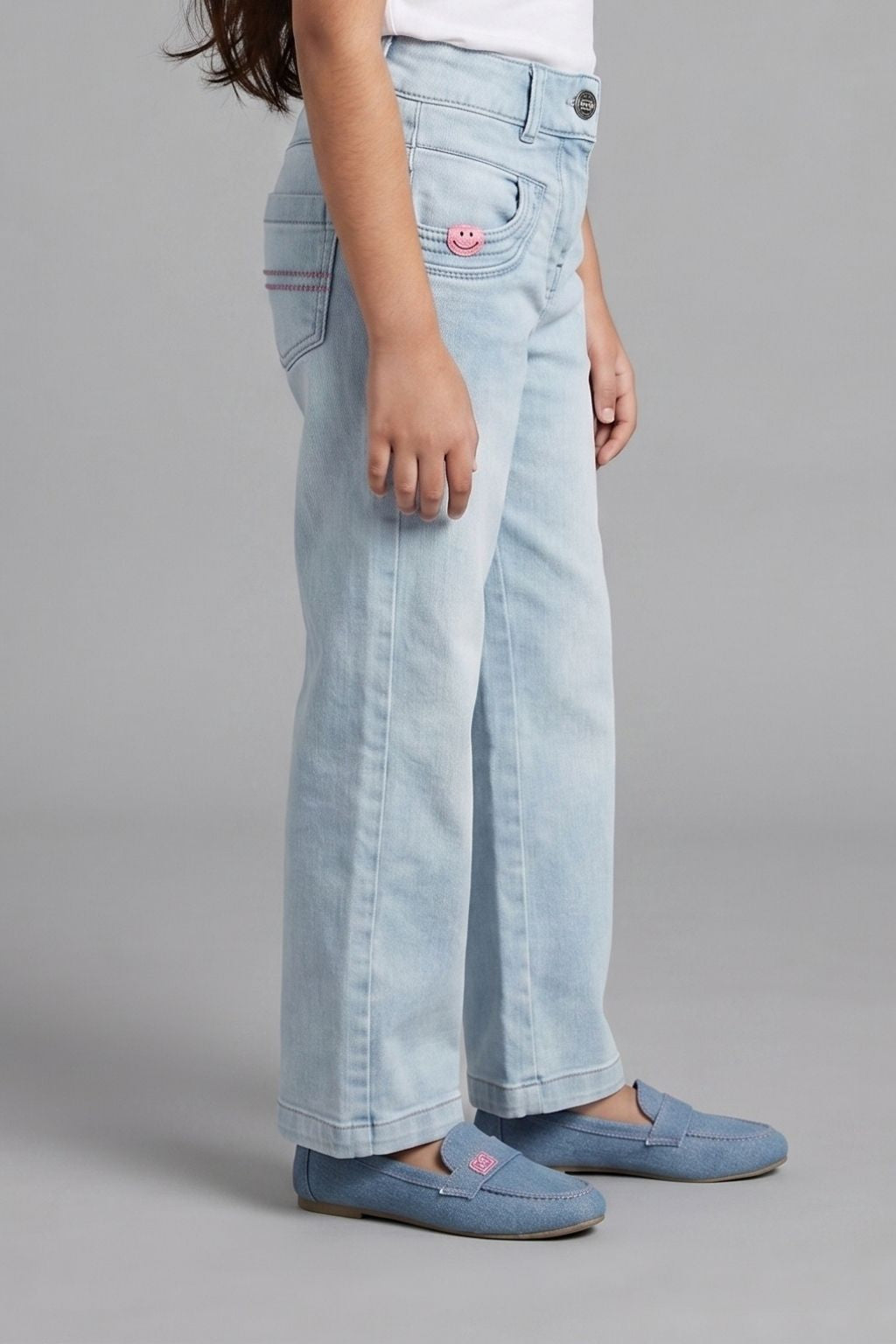 Light Blue Wide Leg Denim Jeans P1528