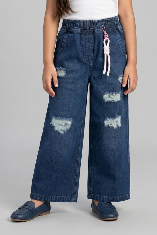Dark Blue Ripped Relaxed Fit Jeans P1533