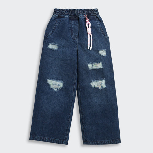 Dark Blue Ripped Relaxed Fit Jeans P1533