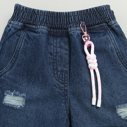 Dark Blue Ripped Relaxed Fit Jeans P1533