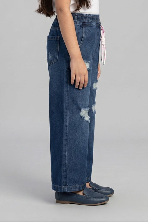Dark Blue Ripped Relaxed Fit Jeans P1533