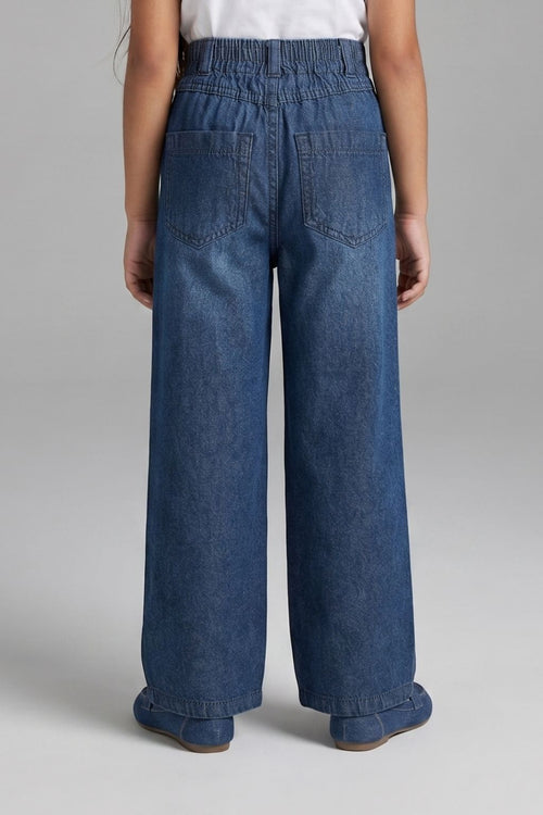 Dark Blue Graphic Patch Denim Jeans P1534