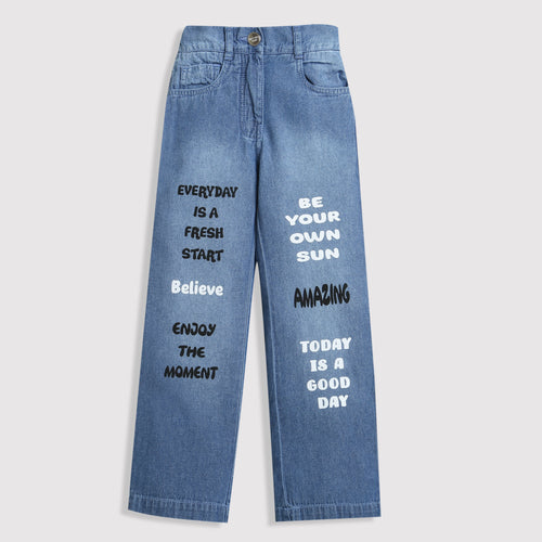 Light Blue Printed Street Style Jeans P1534